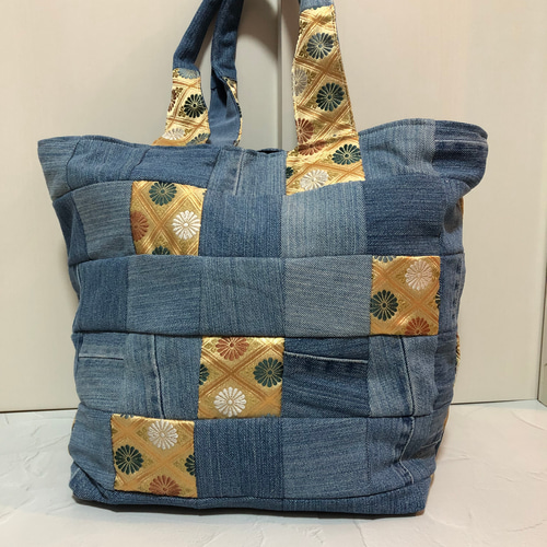 バッグ ハンドメイド リメイク デニム×和柄バッグ トートバッグ vaguvagu 通販|Creema(クリーマ) 12284100 バッグ ハンドメイド リメイク デニム×和柄バッグ トートバッグ vaguvagu 通販|Creema(クリーマ) 12284100