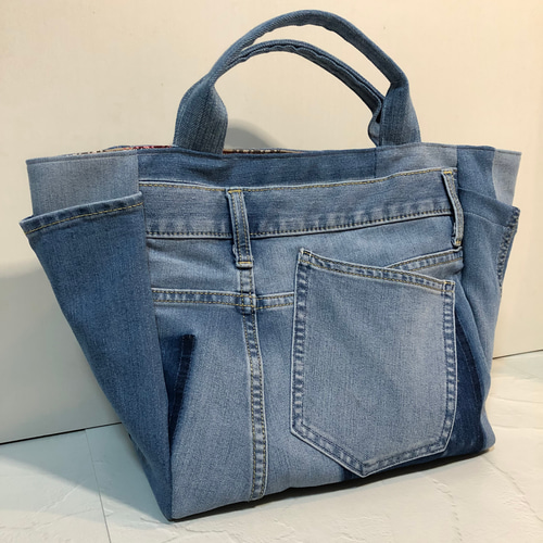 ハンドバッグ トートバッグ ハンドメイド デニムリメイク デニムバッグ