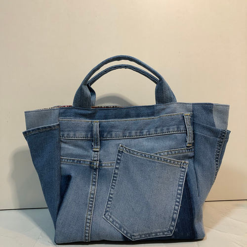ハンドバッグ トートバッグ ハンドメイド デニムリメイク デニムバッグ