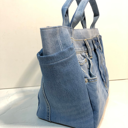ハンドバッグ トートバッグ ハンドメイド デニムリメイク デニムバッグ