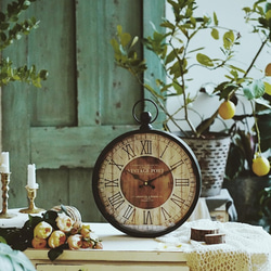 送料無料 置き 掛け時計 レトロ さび感時計 アンティーク 古置時計