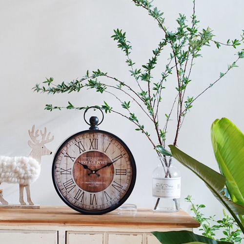 送料無料 置き 掛け時計 レトロ さび感時計 アンティーク 古置時計