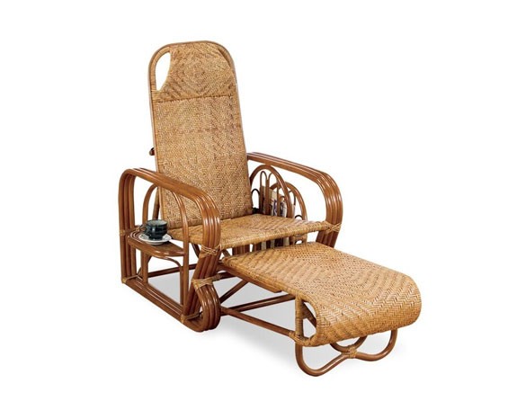 【送料無料】 ラタン リクライニングチェア テーブル マガジンラック オットマン 天然籐 ラタンチェア リクライニングチェア リラックスチェア