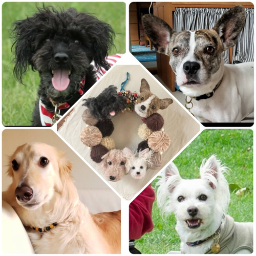 ぽん「3ポメ~お花リース」「ポメと柴犬~インコS字飾り」 ☆ピクチャーボード☆ことりたち 鳥雑貨・ことりグッズ