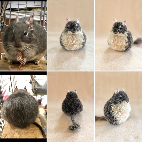 作家様　リス　ハムスター　ネズミ　ぬいぐるみ　羊毛フェルト　ポンポン　4体セット H441-572 りす - ハマナカ商店