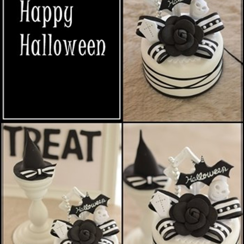 モノトーンインテリア☆ハロウィンクレイケーキ その他インテリア雑貨