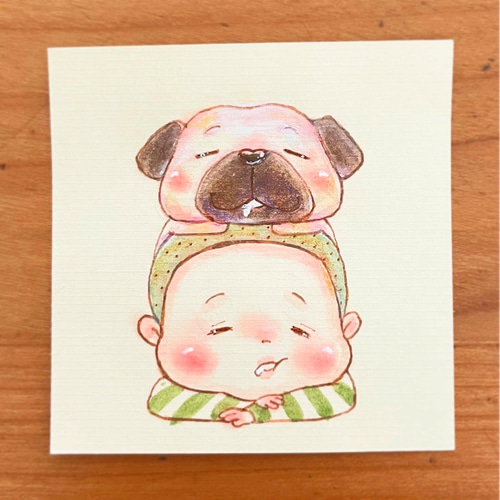 ✾かわいい✾ミニキャラ風似顔絵イラスト✾額付き✾プチギフト