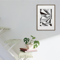 イラスト　アート　グラフィック　ポスター　北欧　三角　パターン　モノトーン　モノクロ　0204 2枚目の画像