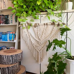 大きめマクラメ編みタペストリー（流木全長80cm） その他インテリア