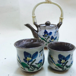 清水寺小茶壺和幾個茶杯一套（藍色） 第1張的照片