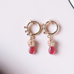 耳環&amp;耳環 colore［類型:B］〈粉紅藍寶石〉 第4張的照片