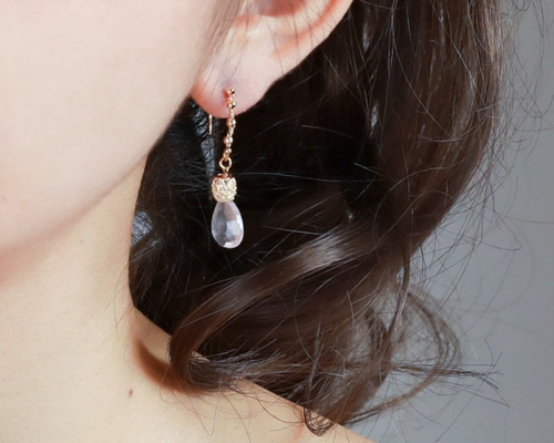 ピアス&イヤリング colore［type:B］〈ローズクオーツ〉 ピアス