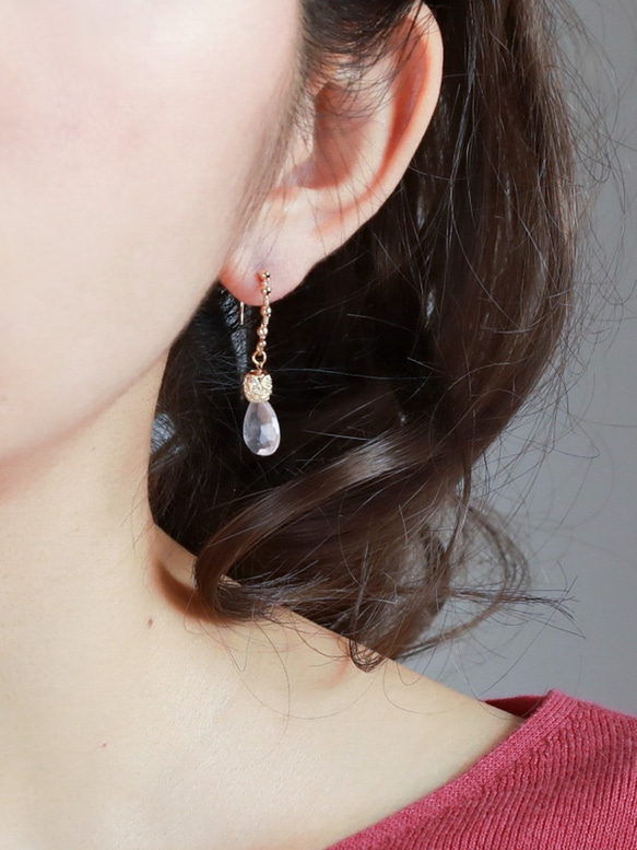 ピアス&イヤリング colore［type:B］〈ローズクオーツ〉 ピアス