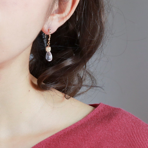 ピアス&イヤリング colore［type:B］〈ローズクオーツ〉 ピアス