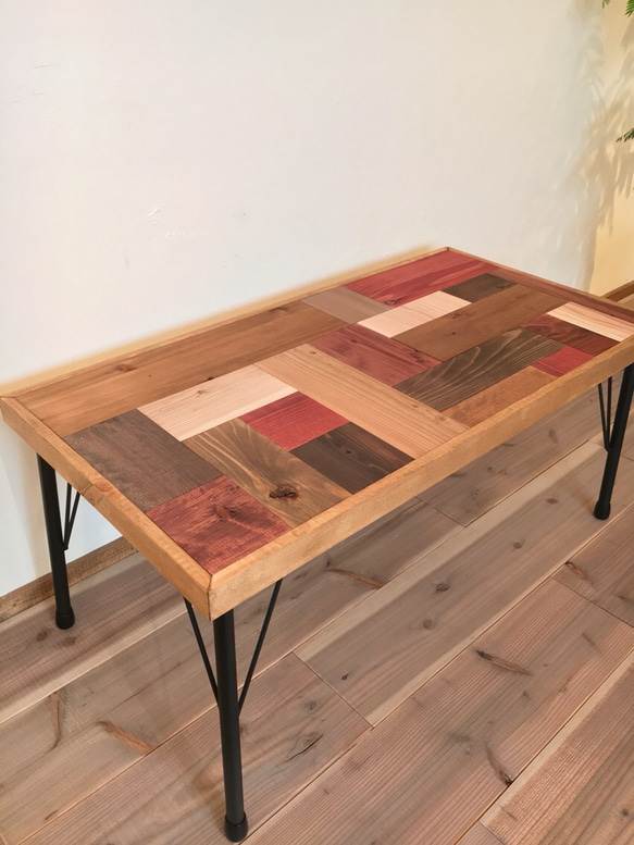 Patchwork Table パッチワーク　テーブル　ローテーブル　鉄脚 3枚目の画像