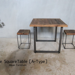 [Vintage Square Table]送料無料 テーブル アイアン リビングテーブル カフェ 古材 ‐38‐ 1枚目の画像