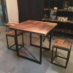 店頭展示処分品につき大特価&ポイント30%還元　 Vintage Square Table&Chair×2 5枚目の画像