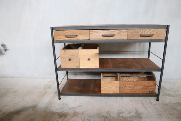 [Oak Kitchen Shelf]送料無料 ホワイトオーク キッチンボード キッチンシェルフ カップボード ‐98‐ 4枚目の画像