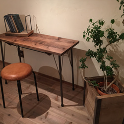 夏の福袋企画 Sugi Counter Table&Leather Stool カウンターテーブル  椅子　鉄脚　セット 1枚目の画像