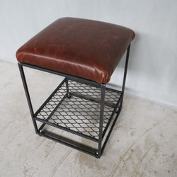 [Square Chair（Leather）]送料無料 ダイニングチェア  レザースツール アイアンスツール ‐58‐ 3枚目の画像