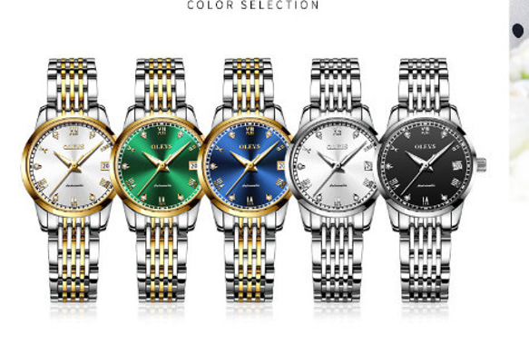 スイス時計全自動機械式時計ファッションダイヤモンドレディース時計E004グリーン 2枚目の画像