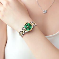 スイス時計全自動機械式時計ファッションダイヤモンドレディース時計E004グリーン 7枚目の画像