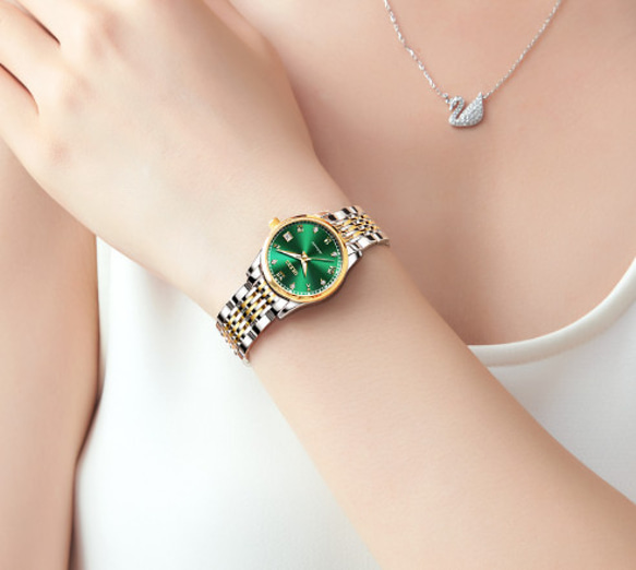 スイス時計全自動機械式時計ファッションダイヤモンドレディース時計E004グリーン 7枚目の画像