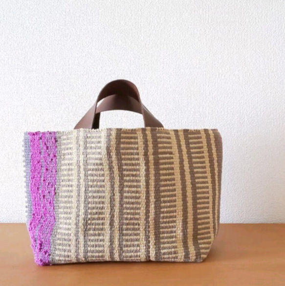 畳み織り鞄  夏のお出かけに♪贈り物に♪ たっぷりマチ付き♪トートバッグ「TATAMI totebag （M）」 1枚目の画像