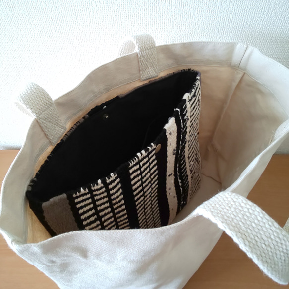 SOLD!畳み織り深型バックインバック 鞄の中が整理整頓♪オンリーワン♪ ｢TATAMI  bag in bag｣ 3枚目の画像