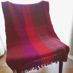 冬さきどりSALE！！  贈り物にも❤手織りブランケット  ウール糸をたっぷり使って触り心地柔らか あったかひざ掛け♪ 2枚目の画像