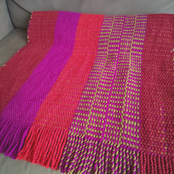 冬さきどりSALE！！  贈り物にも❤手織りブランケット  ウール糸をたっぷり使って触り心地柔らか あったかひざ掛け♪ 5枚目の画像