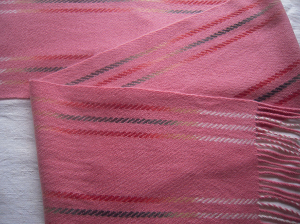 カシミアのマフラー（ピンク） 3枚目の画像