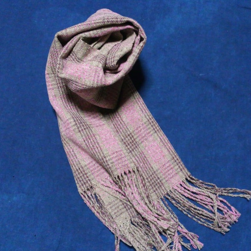 René グレー/ピンク ミンクマフラー セール】ウールリバーシブル チェックマフラー（マフラー）｜green