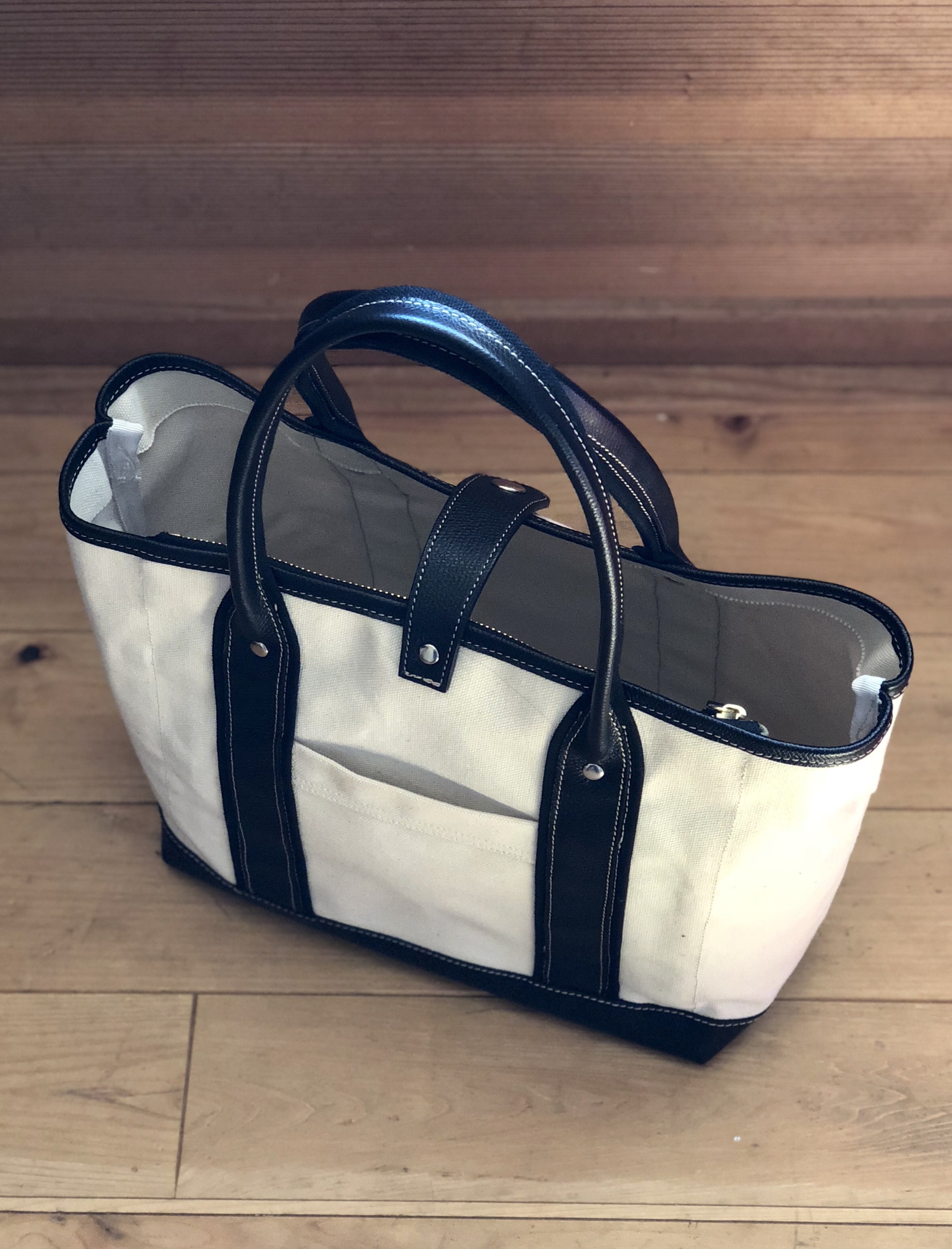 肩掛け生成り帆布トート