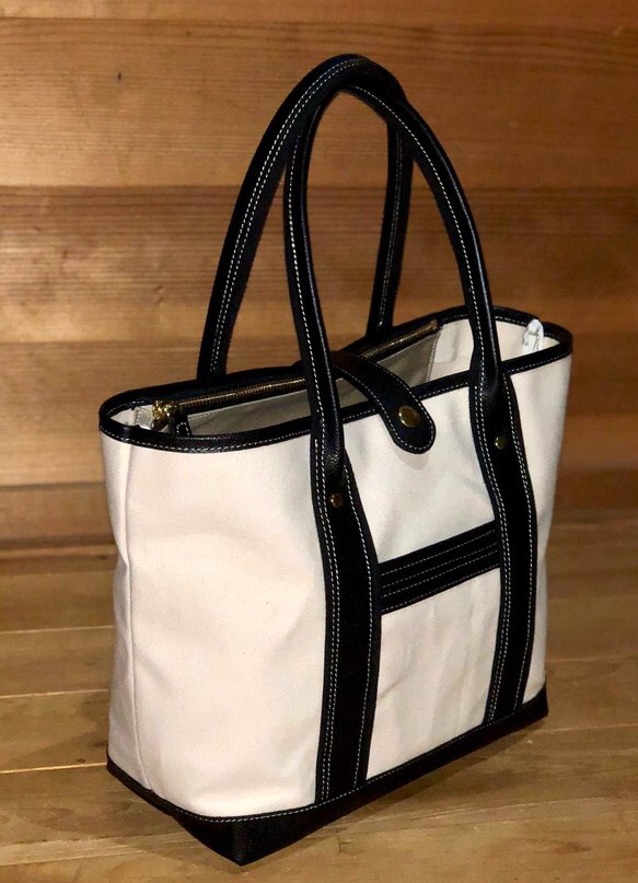 肩掛け生成り帆布トート