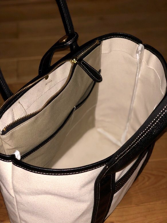 肩掛け生成り帆布トート