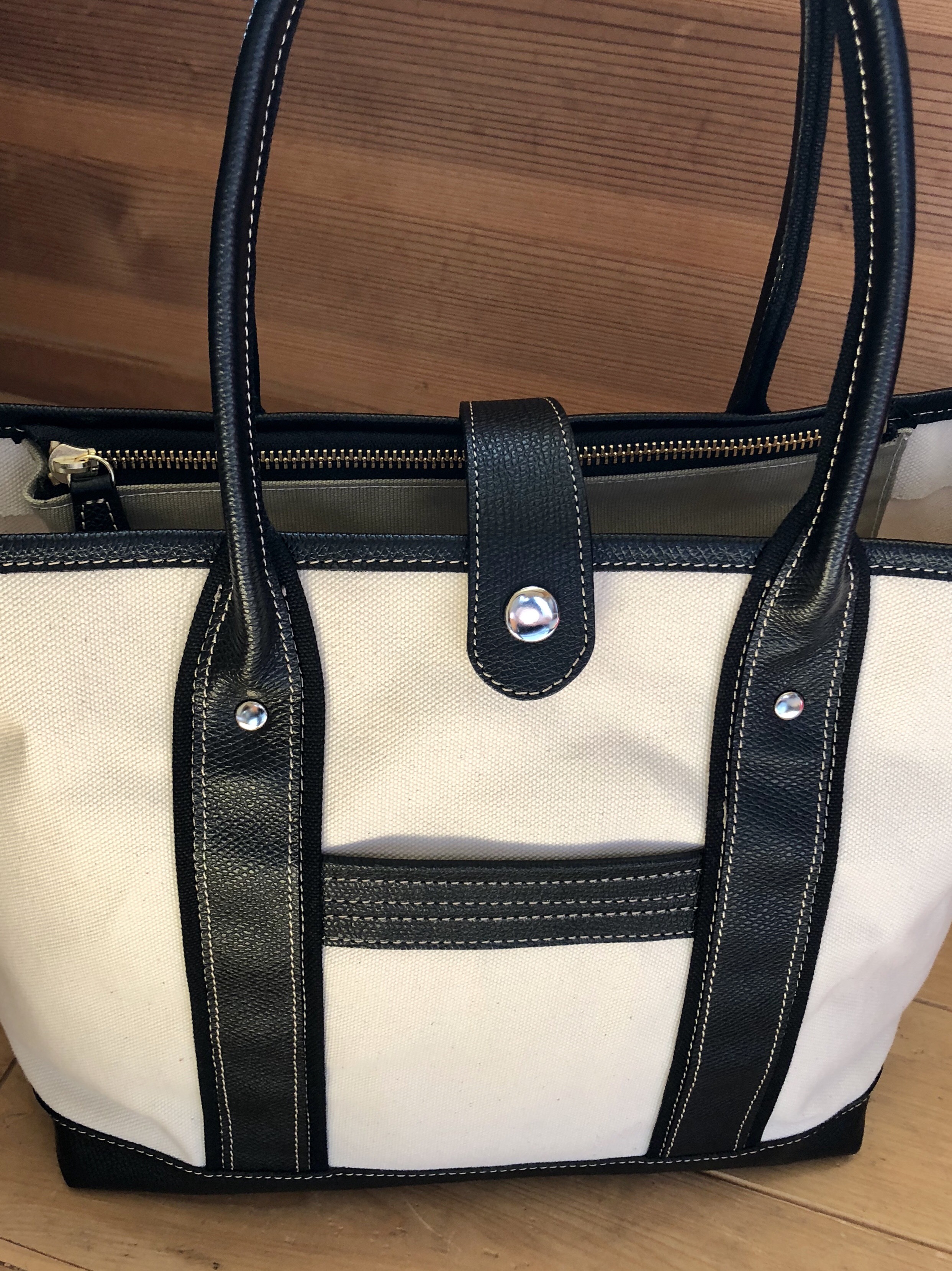 肩掛け生成り帆布トート