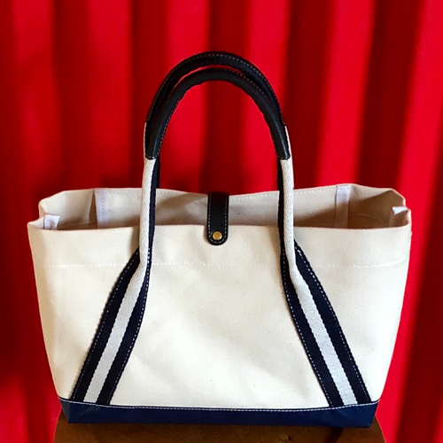 防水底×革ハンドル生成り帆布トートバッグ トートバッグ bag