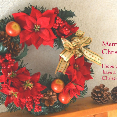 クリスマスリース＊ポインセチア&ヒイラギ リース 花工房Leaf 通販