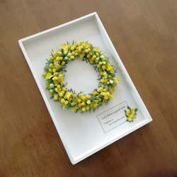 『Wood frame wreath～ミモザ～』L　定型外発送OK 2枚目の画像