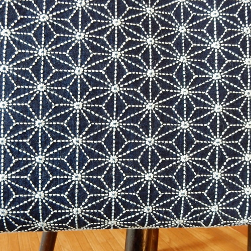 現在受注製作 （和装に良く合う 本藍染布 刺し子： 全面麻の葉文様