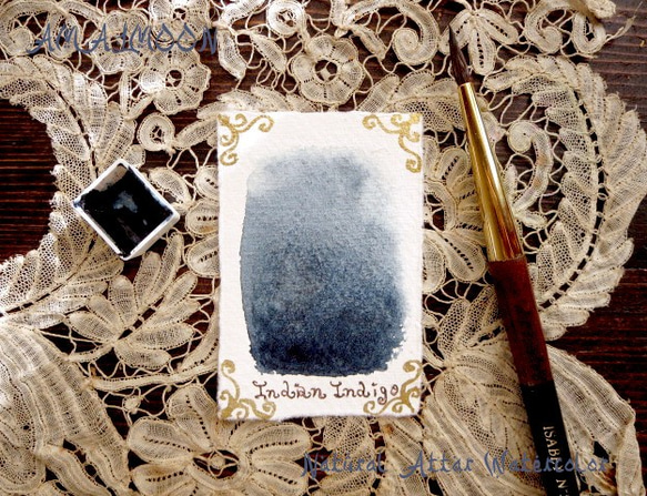 *♥*香る水彩絵具 藍 Indian Indigo Blue Natural Attar Watercolor*♥* 1枚目の画像