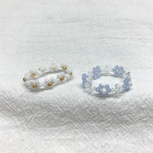 セット】 ビーズブレスレット 《 pearl blue＆ pearl gray
