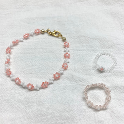 韓国で大人気♡* ビーズブレスレット&リング ビーズバングル 韓国アクセサリー ビーズアクセサリー リング ブレスレット 3点