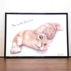 リアルな猫のアートポスター 色鉛筆画  A4サイズ　猫好きさん必見 2枚目の画像