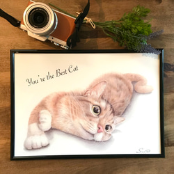 リアルな猫のアートポスター 色鉛筆画  A4サイズ　猫好きさん必見 3枚目の画像