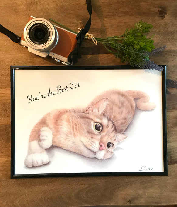 リアルな猫のアートポスター 色鉛筆画  A4サイズ　猫好きさん必見 3枚目の画像