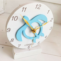 ハワイアン海亀のスタンド時計　ホヌのロゴデザイン　木製置き時計　小さめサイズ　 2枚目の画像