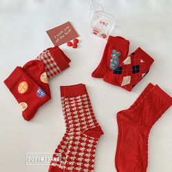 Christmas Eve クリスマス新年ギフト靴下ソックスレターモリシリーズ吸汗性カレッジスタイル和靴下 9枚目の画像