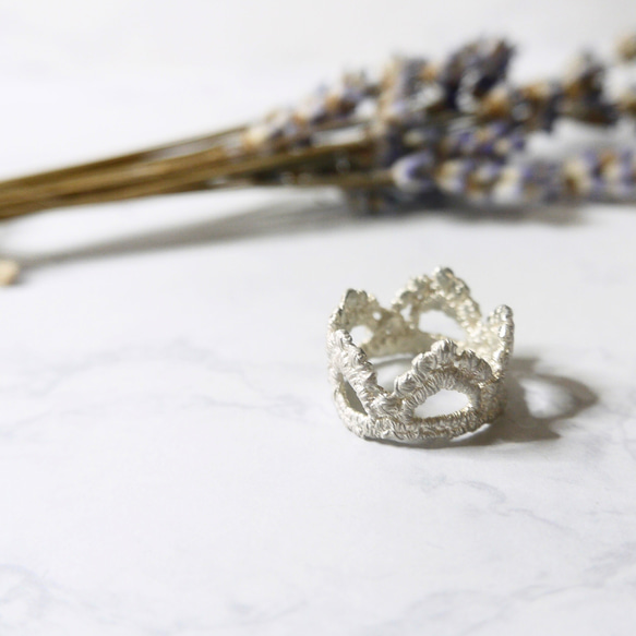 Floaty crown lace ring (SV) 1枚目の画像
